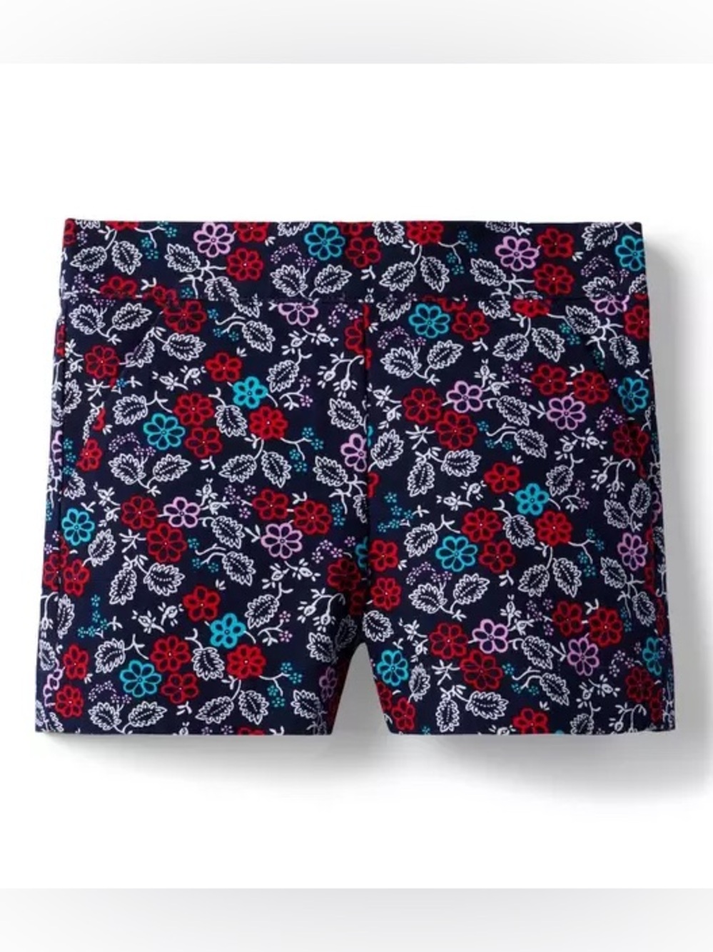 Janie and Jack Floral Print Navy Blue Canvas Shorts
